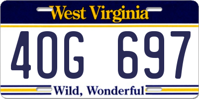WV license plate 4OG697