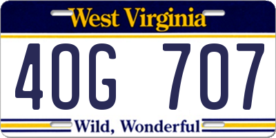 WV license plate 4OG707