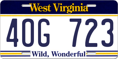 WV license plate 4OG723