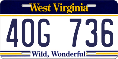 WV license plate 4OG736