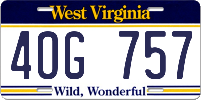 WV license plate 4OG757