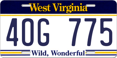 WV license plate 4OG775