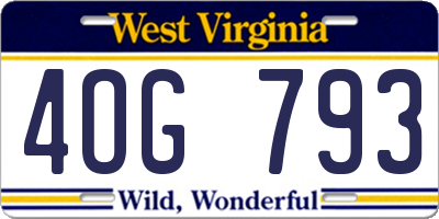 WV license plate 4OG793