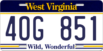 WV license plate 4OG851