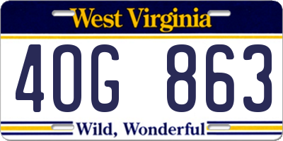 WV license plate 4OG863