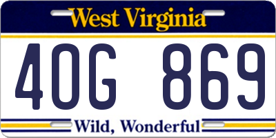 WV license plate 4OG869