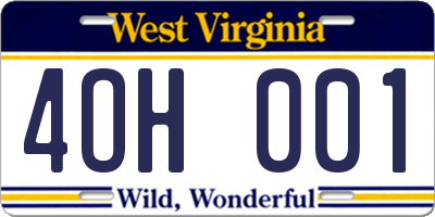 WV license plate 4OH001