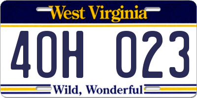 WV license plate 4OH023