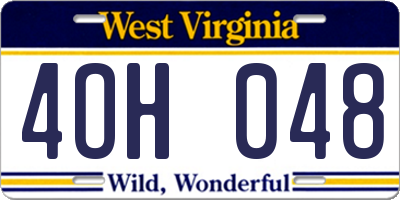 WV license plate 4OH048