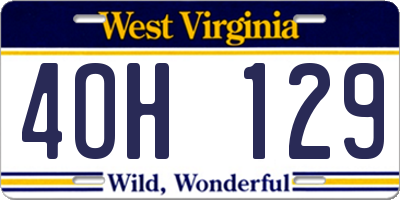 WV license plate 4OH129