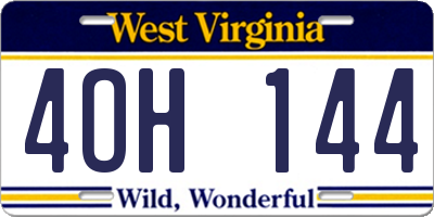 WV license plate 4OH144
