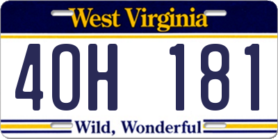 WV license plate 4OH181