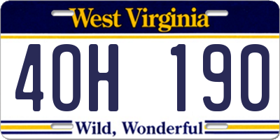 WV license plate 4OH190