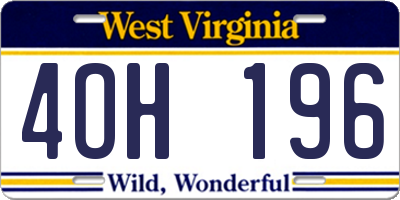 WV license plate 4OH196