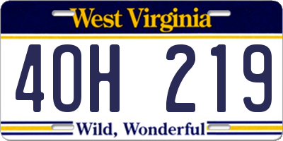 WV license plate 4OH219