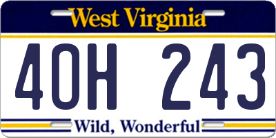 WV license plate 4OH243