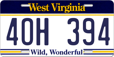 WV license plate 4OH394