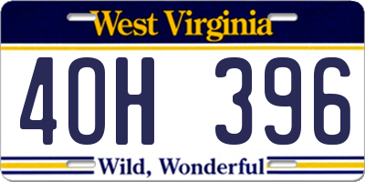 WV license plate 4OH396