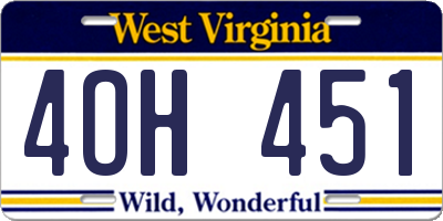 WV license plate 4OH451