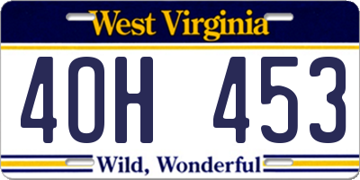 WV license plate 4OH453