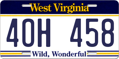 WV license plate 4OH458