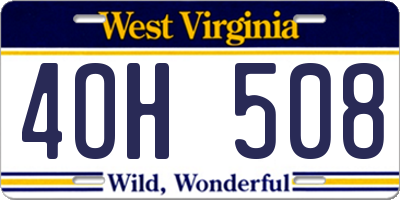 WV license plate 4OH508