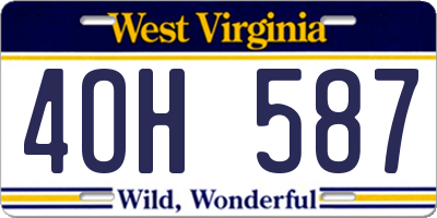 WV license plate 4OH587