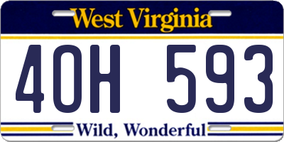 WV license plate 4OH593