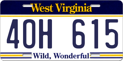 WV license plate 4OH615