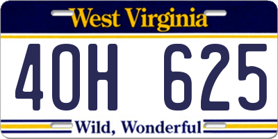 WV license plate 4OH625