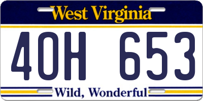 WV license plate 4OH653