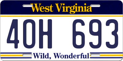 WV license plate 4OH693