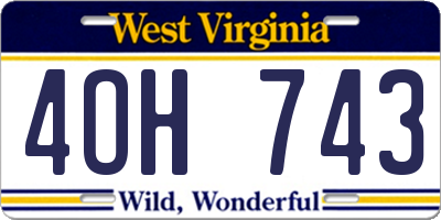 WV license plate 4OH743