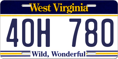 WV license plate 4OH780