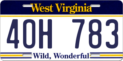 WV license plate 4OH783