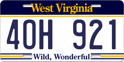 WV license plate 4OH921