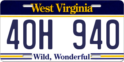 WV license plate 4OH940