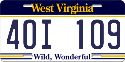 WV license plate 4OI109