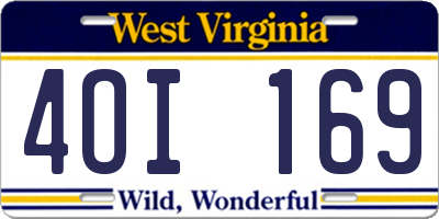 WV license plate 4OI169