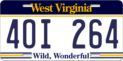 WV license plate 4OI264