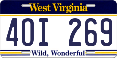 WV license plate 4OI269