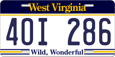 WV license plate 4OI286