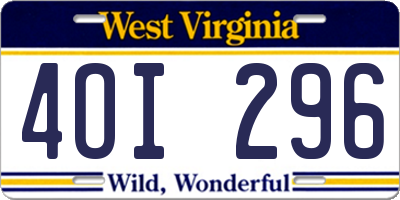 WV license plate 4OI296