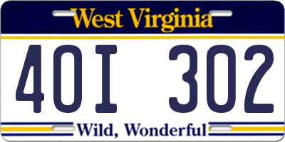 WV license plate 4OI302