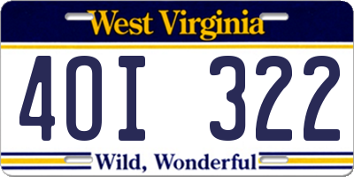 WV license plate 4OI322