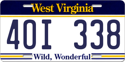 WV license plate 4OI338