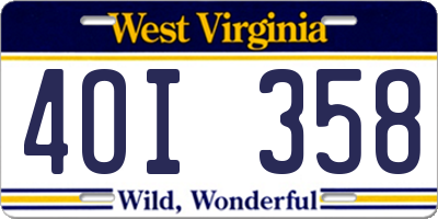 WV license plate 4OI358