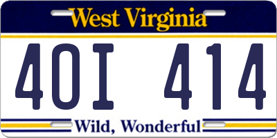 WV license plate 4OI414