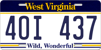 WV license plate 4OI437