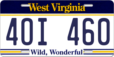 WV license plate 4OI460